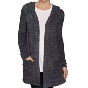 Barefoot Dreams CozyChic Lite Resort Soft Hooded Cardigan Gray Size XS